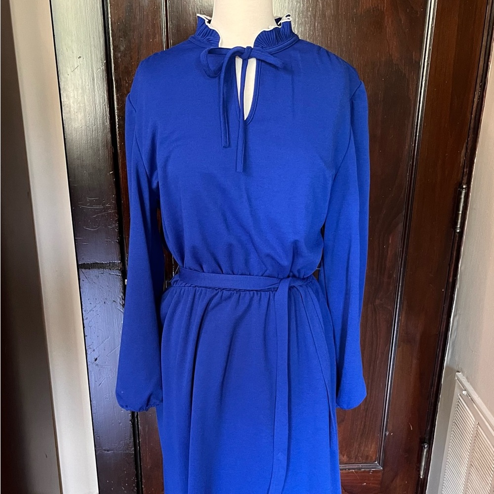 Vintage IFI Ruffle Collar Bow Belted Secretary Dress